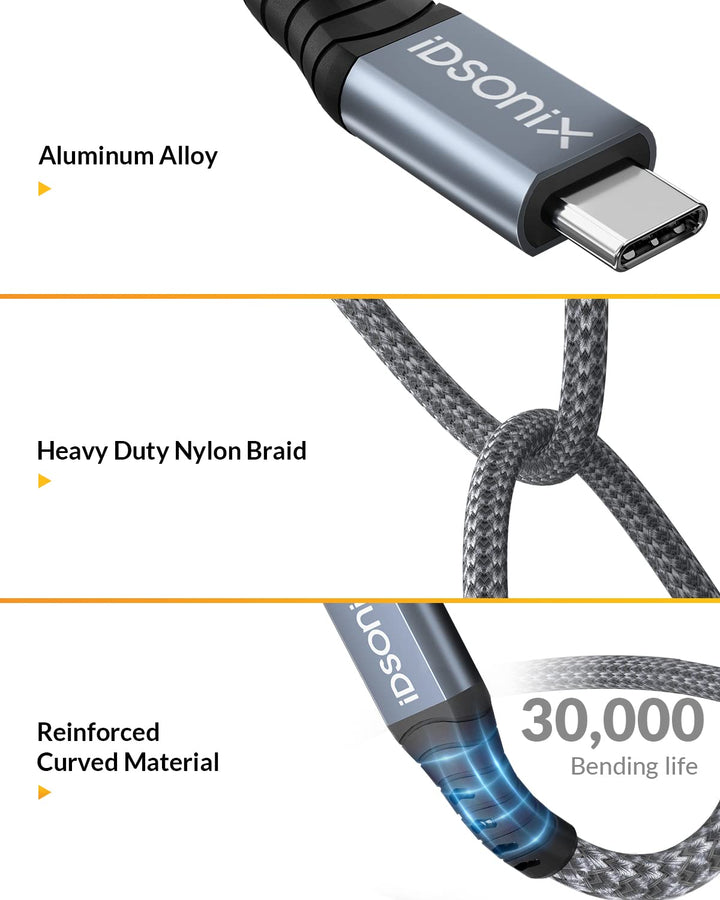 iDsonix USB Kabel für Thunderbolt 4 Kabel, Kompatibel mit 40Gbps Datenübertragung, 8K@60HZ / Dual-4K