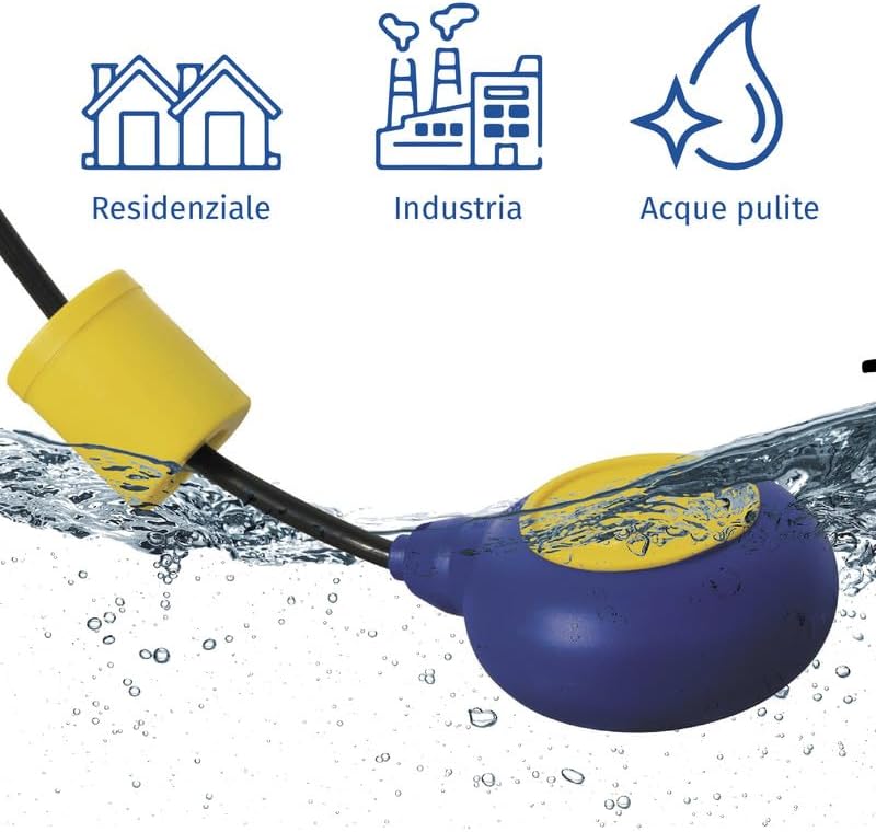 Schwimmerschalter MAC3 für Tauchpumpe – Elektrischer Schwimmschalter 10m, Wasserstandsregler für Zis