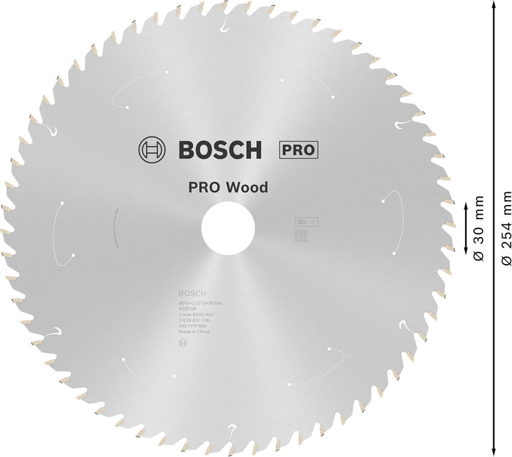 Bosch Accessories 1x Kreissägeblatt Standard for Wood (Holz, Sägeblatt Ø 254 x 30 x 2,2 mm, 60 Zähne