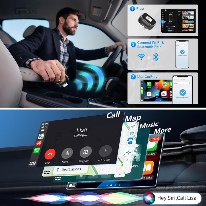 Wireless und CarPlay Adapter, Schnelles Konvertieren von Wired CarPlay, Plug and Play, Auto-Verbindu