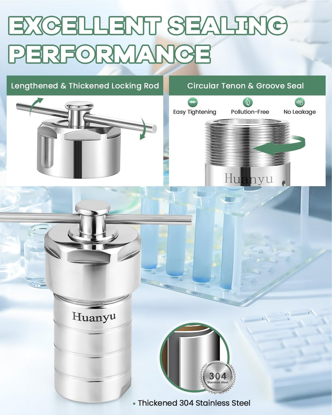Huanyu hydrothermalen Synthese Autoklav Reaktor mit PTFE gefüttert Schiff für Lab (Customizable) (25