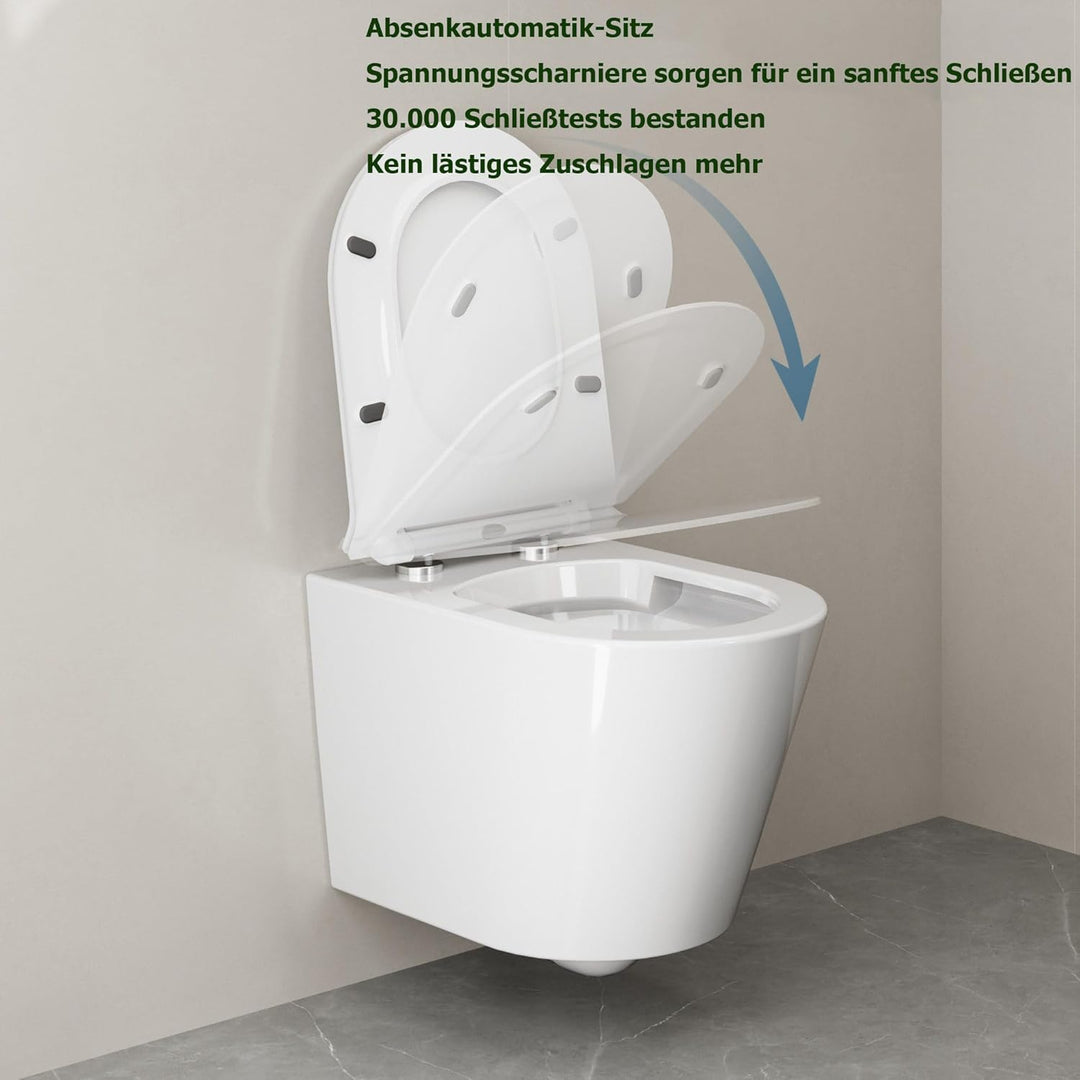 Toilettendeckel mit Absenkautomatik, WC Sitz Klobrille Toilettensitz mit Quick-Release Funktion& Ver