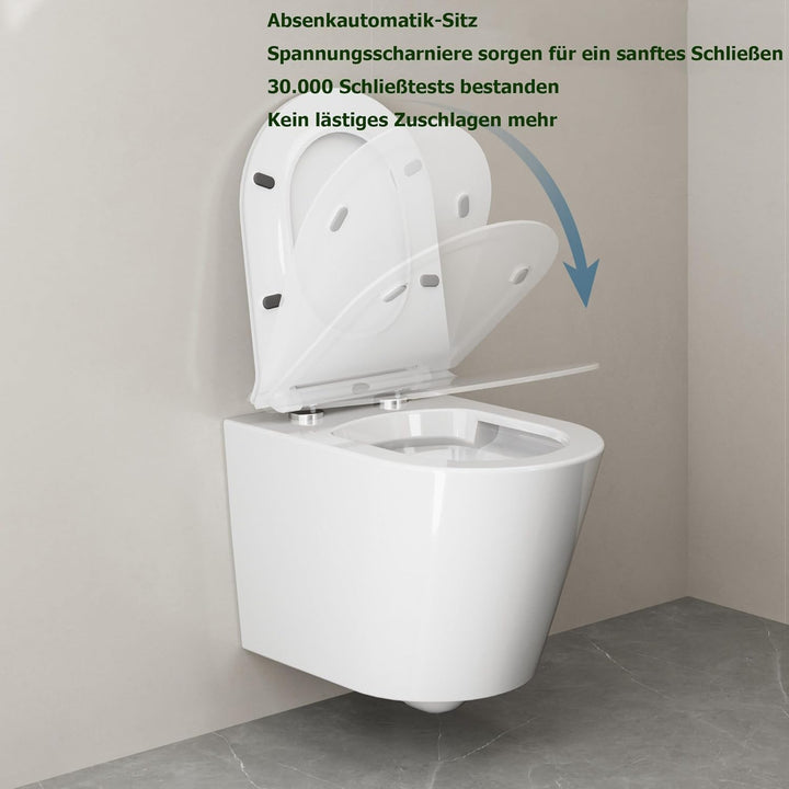 Toilettendeckel mit Absenkautomatik, WC Sitz Klobrille Toilettensitz mit Quick-Release Funktion& Ver