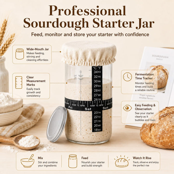 20-Teilig Sauerteig Starter Set mit 2 Gärkörbchen,Natürlicher Rattan Gärkorb Brot Set,Komplettes Bro