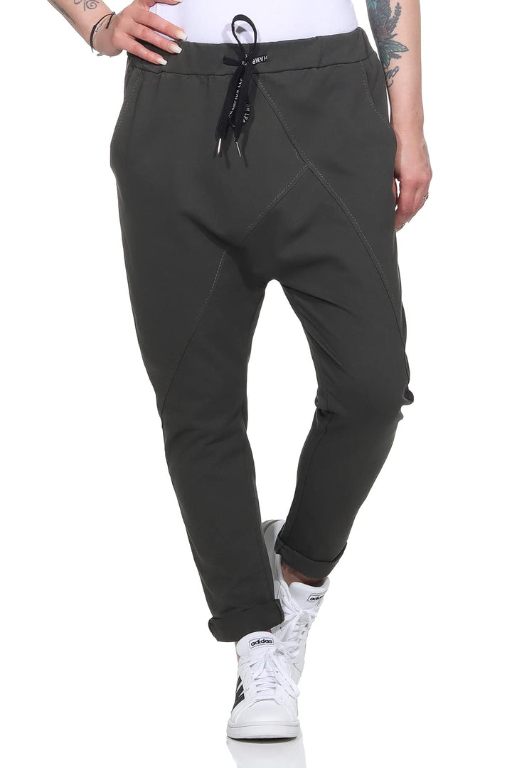 ZARMEXX Damen Baumwoll Freizeithose Baggy Boyfriend Style Jogger Ladies Pants mit elastischem Bund 3