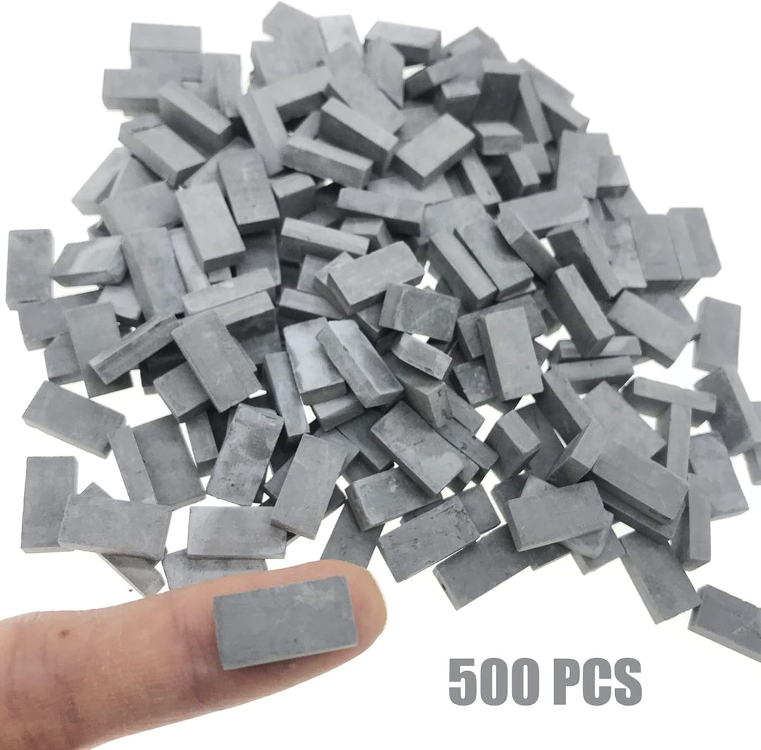Woohome 500 Stück Mini Ziegel Mini Scale Ziegel Grau Mini Simulation Ziegel mit Schaber für DIY Pupp