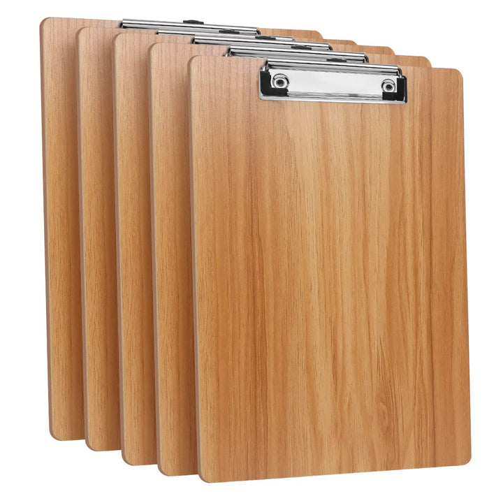 (5 Stück) Klemmbrett Holz A4,Schreibbrett Klemmbretter mit Metalklemme und Aufhängeose, Clipboard Sc