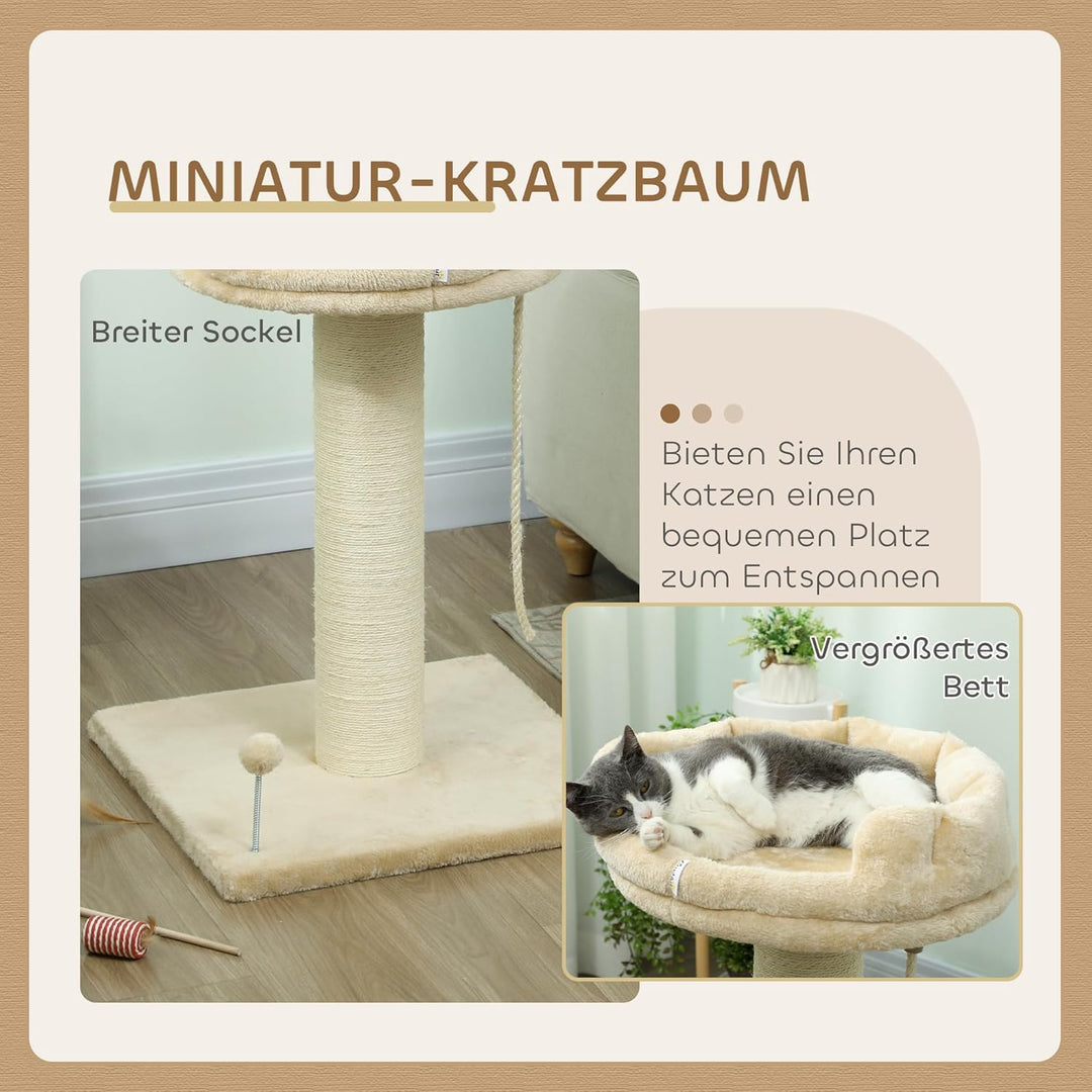 PawHut Kratzbaum 83 cm Katzenturm mit Sisalstämme, Plattform,Sisalseil, Kletterbaum Katzenkratzbaum