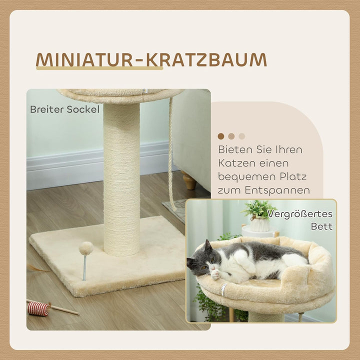 PawHut Kratzbaum 83 cm Katzenturm mit Sisalstämme, Plattform,Sisalseil, Kletterbaum Katzenkratzbaum
