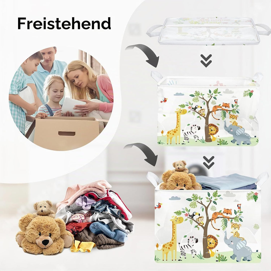 Süsses Waldtier Gross Wäschekorb Baum Laub Stoff Aufbewahrungskorb Kleidung Spielzeug Aufbewahrungsb