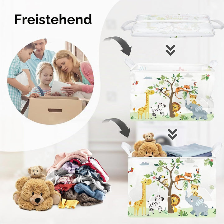 Süsses Waldtier Gross Wäschekorb Baum Laub Stoff Aufbewahrungskorb Kleidung Spielzeug Aufbewahrungsb