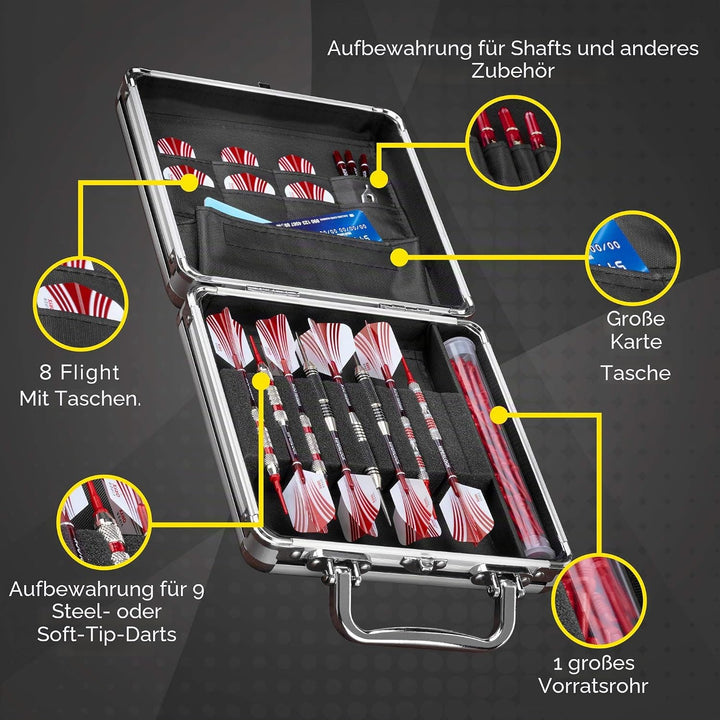 Casemaster Ternion 9 Dart Aluminium Storage/Travel Case Schwarz, Schwarz