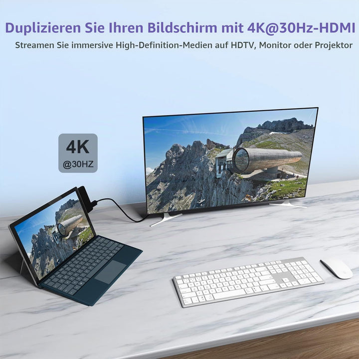 Surface Go 4/Go 3/Go 2/Go Hub Docking Station, 4-in-2 USB C Dockingstation für Surface Go mit 4K-HDM