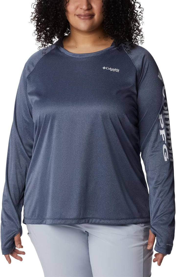 Columbia Damen Tidal Tee Heather Hoodie Kapuzen-Sweatshirt 2X Collegiate Navy Heather/White Logo, 2X