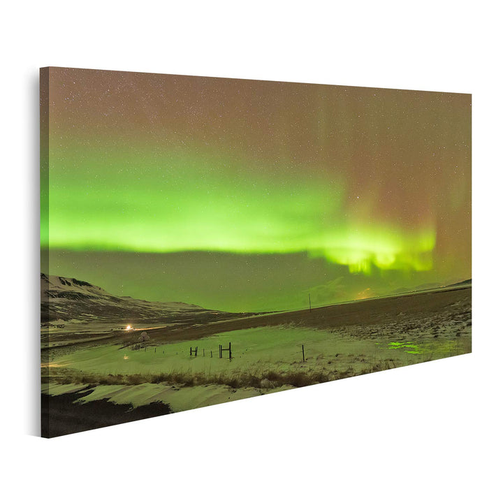 islandburner Bild auf Leinwand Nordlicht Aurora Borealis Klarer Himmel Nacht Island Natürliches Land
