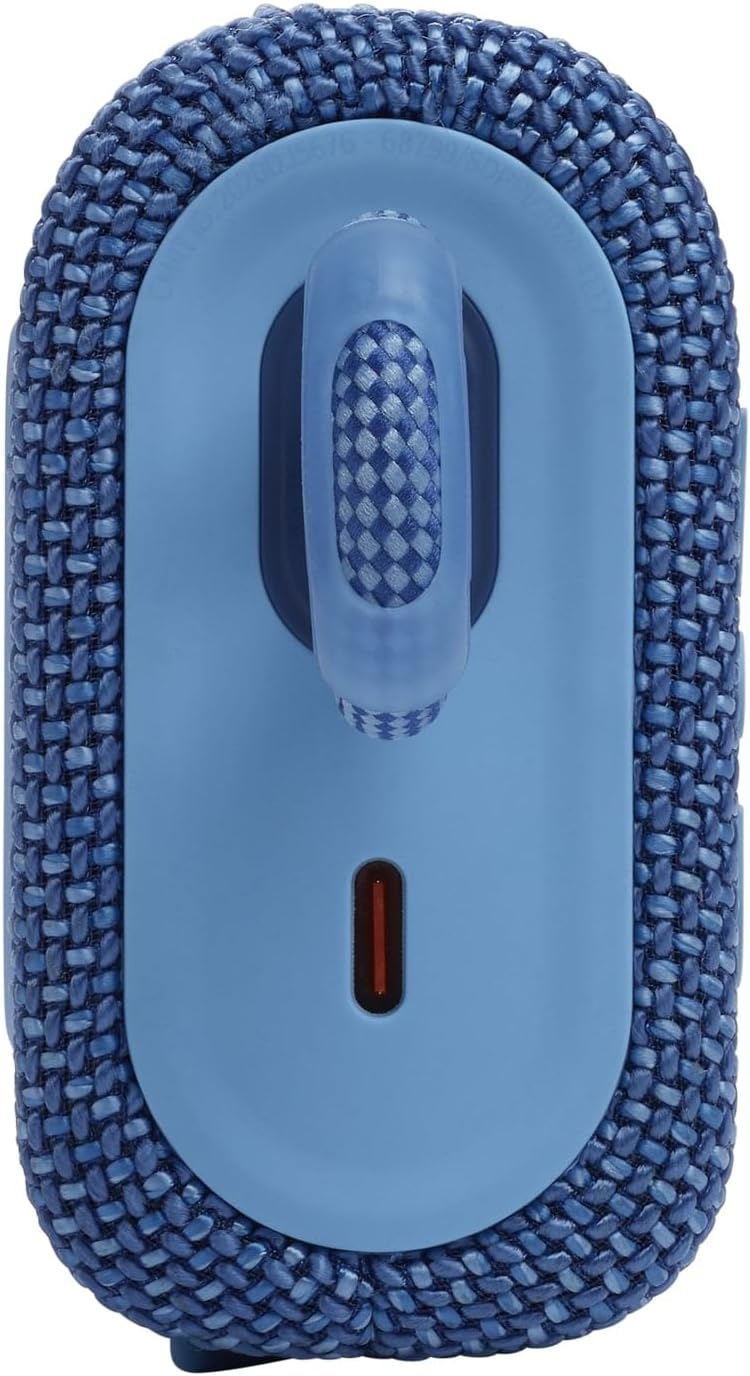 JBL GO 3 Eco – Kleine Bluetooth Box aus recyceltem Material in Blau – Wasserfester, tragbarer Lautsp
