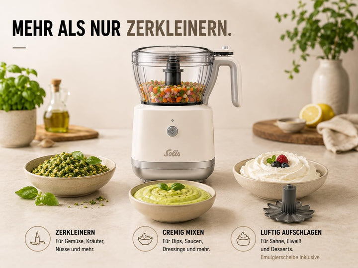 Solis Multi Chopper – Zerkleinerer mit 2 Behältern &amp; Emulgierscheibe, für Gemüse, Fleisch, Kräuter &amp;