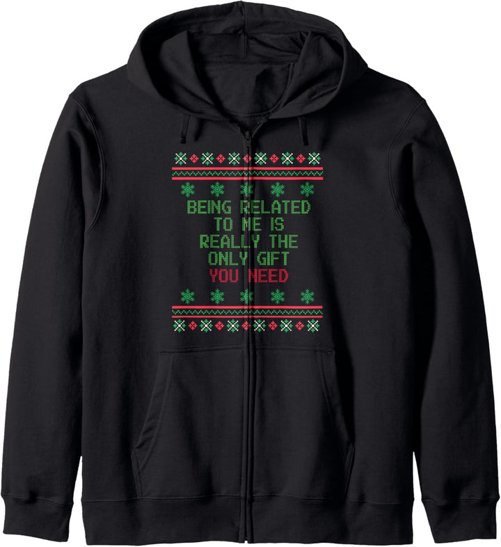 Christmas Ugly Sweater Being Related to Me Sarcastic Gag Kapuzenjacke