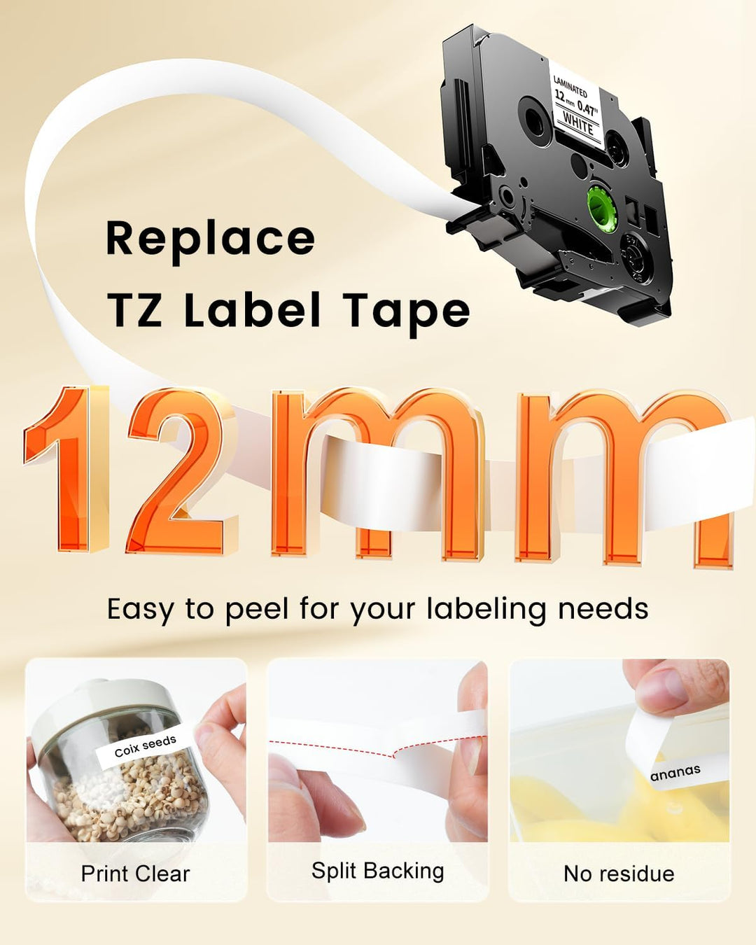 MarkField 5x H110 H107 Schriftband Kompatibel mit Brother P-Touch Bänder 12mm TZe-231 Tze231 12mm 0.