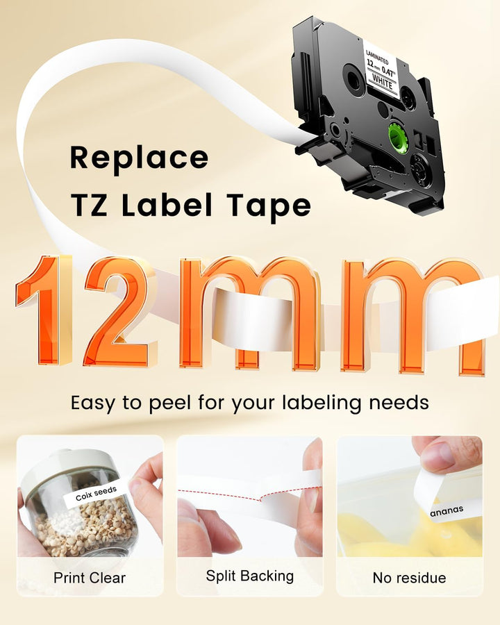 MarkField 5x H110 H107 Schriftband Kompatibel mit Brother P-Touch Bänder 12mm TZe-231 Tze231 12mm 0.