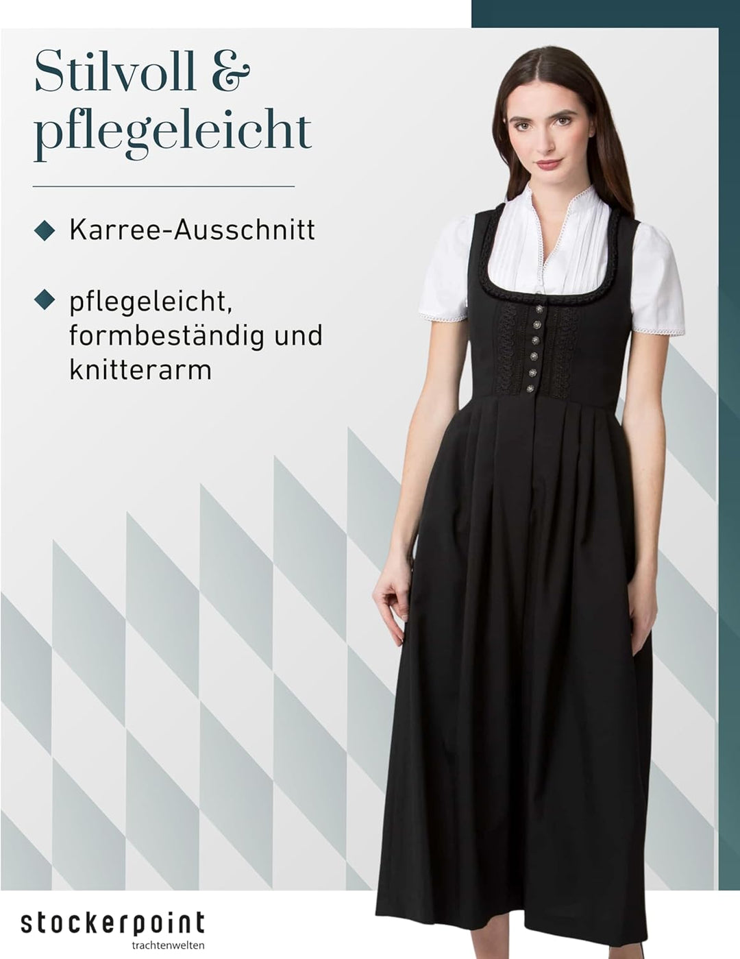 Stockerpoint Damen Zenta3 Maxi Dirndl ohne Schürze (1er Pack) 40 Schwarz, 40 Schwarz