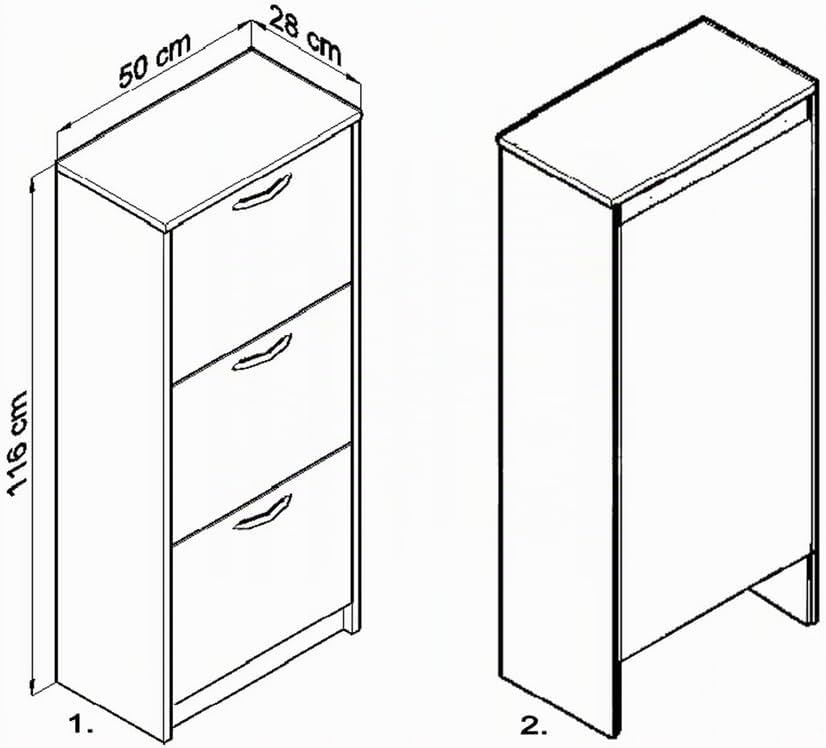 MATKAM Schuhschrank aus Holz 3S, in Schlichter Optik, B 50 x H 116 x T 28 cm, laminierte Möbelplatte
