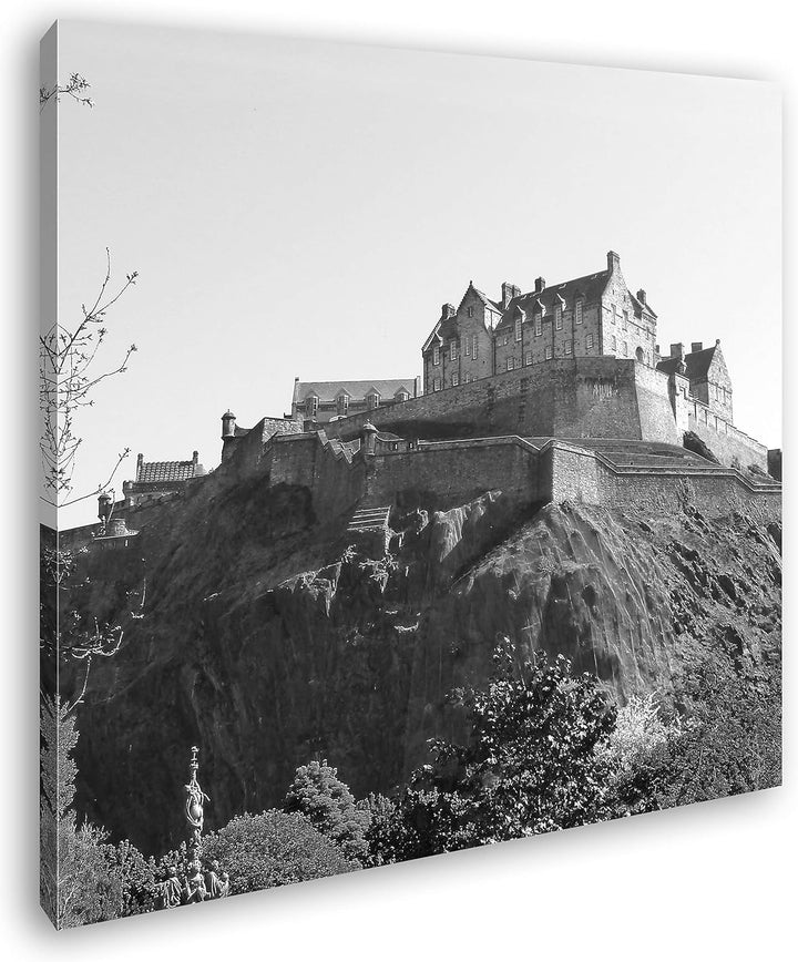 deyoli Burg in Edinburgh Schottland Format: 60x60 Effekt: Schwarz&Weiss als Leinwandbild, Motiv auf