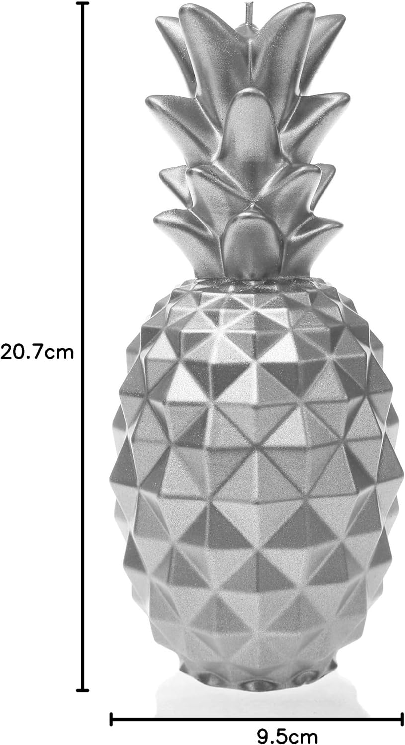 Candellana Ananas Paraffinkerze 100x100x210 mm - Silber Kerze Dekorativ - Kerzen Aesthetic 3D - Cand