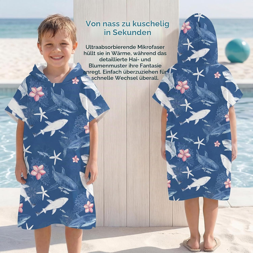 Schnelltrocknender Surfponcho, Wickeltuch, Bademantel, Sporthandtücher für Schwimmer, Hoodie für Kin