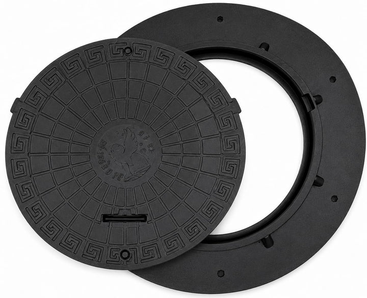 BABYLONPLAST Schachtabdeckung Ø 1100 mm, Schachtdeckel DN1100/600, 10 kN - Hochbelastbarer Kunststof