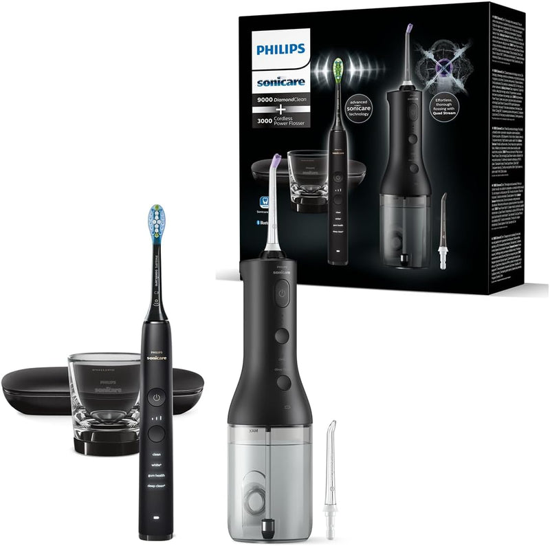 Philips Sonicare kabellose Power Flosser Munddusche und DiamondClean 9000 elektrische Zahnbürste – S