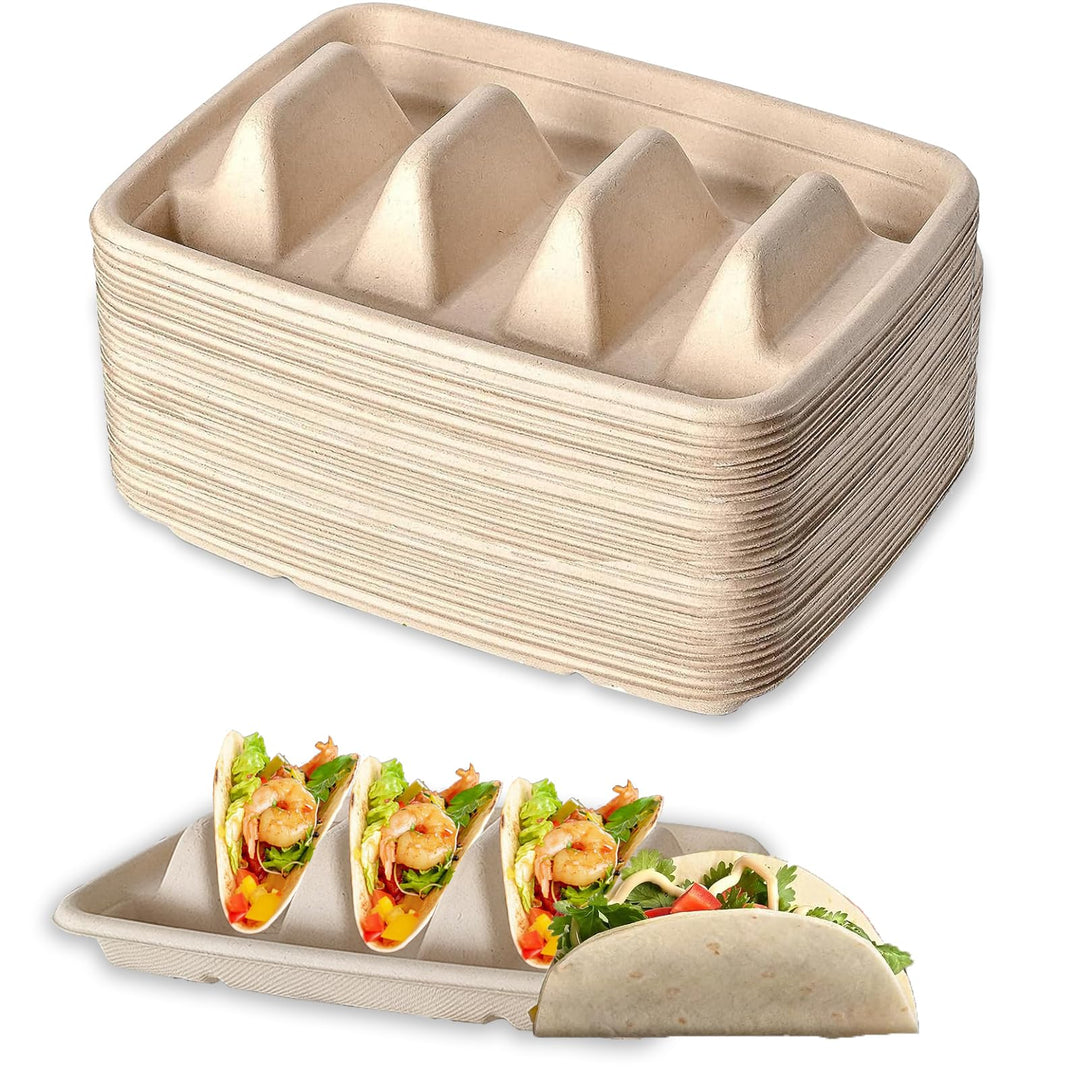 50 Stück Taco Halter Einweg, Taco Halter Ständer mit Griff, Taco Halter Pappe Taco Schalen Halter Ho