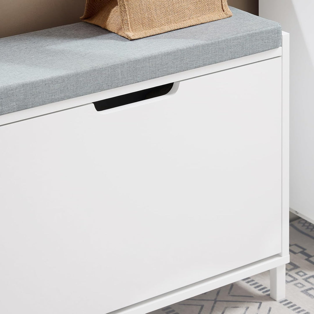 SoBuy Schuhschrank Schuhbank mit Sitzfläche, Schuhregal mit Stauraum, Klappe, Sitzkissen, bis 113 kg