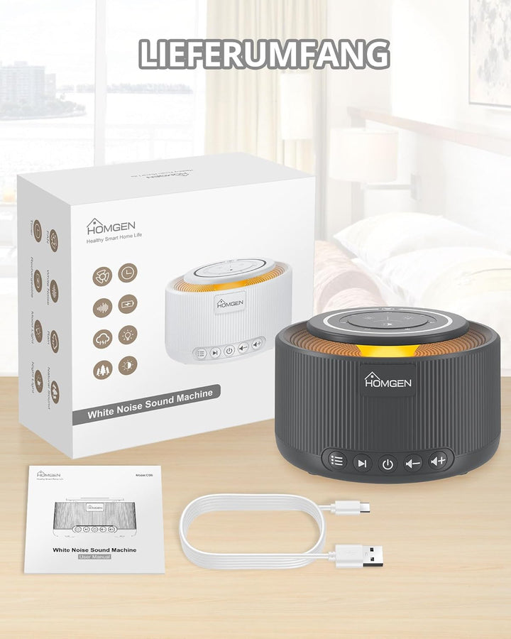 HOMGEN White Noise Machine Weisses Rauschen Maschine Einschlafhilfe Baby Erwachsene 30 Klänge & 30 S