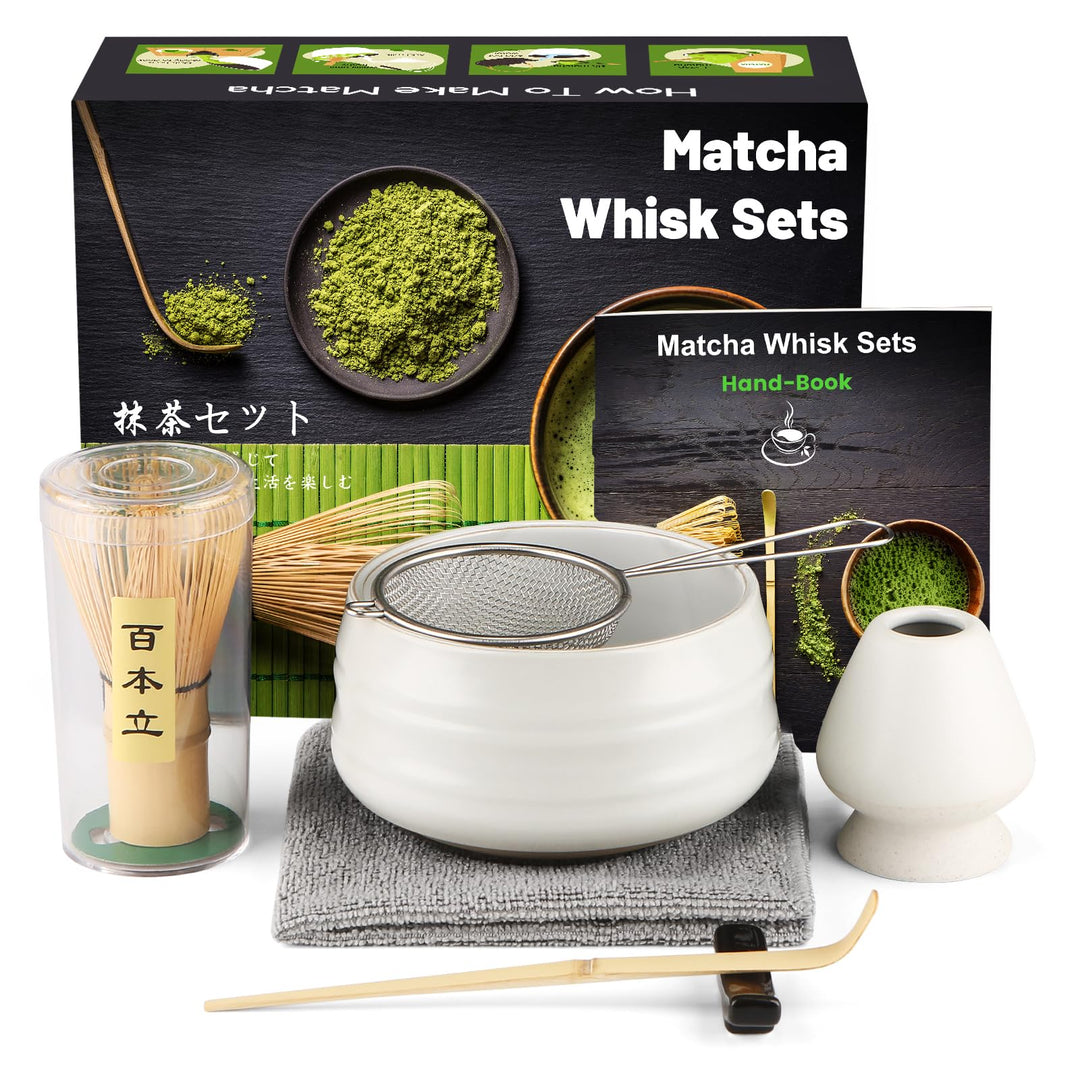 7 Piece Matcha Set, Matcha Broom, Macha Tea Set with Matcha Spoon, Whisk Holder, Matcha Besen, Shove