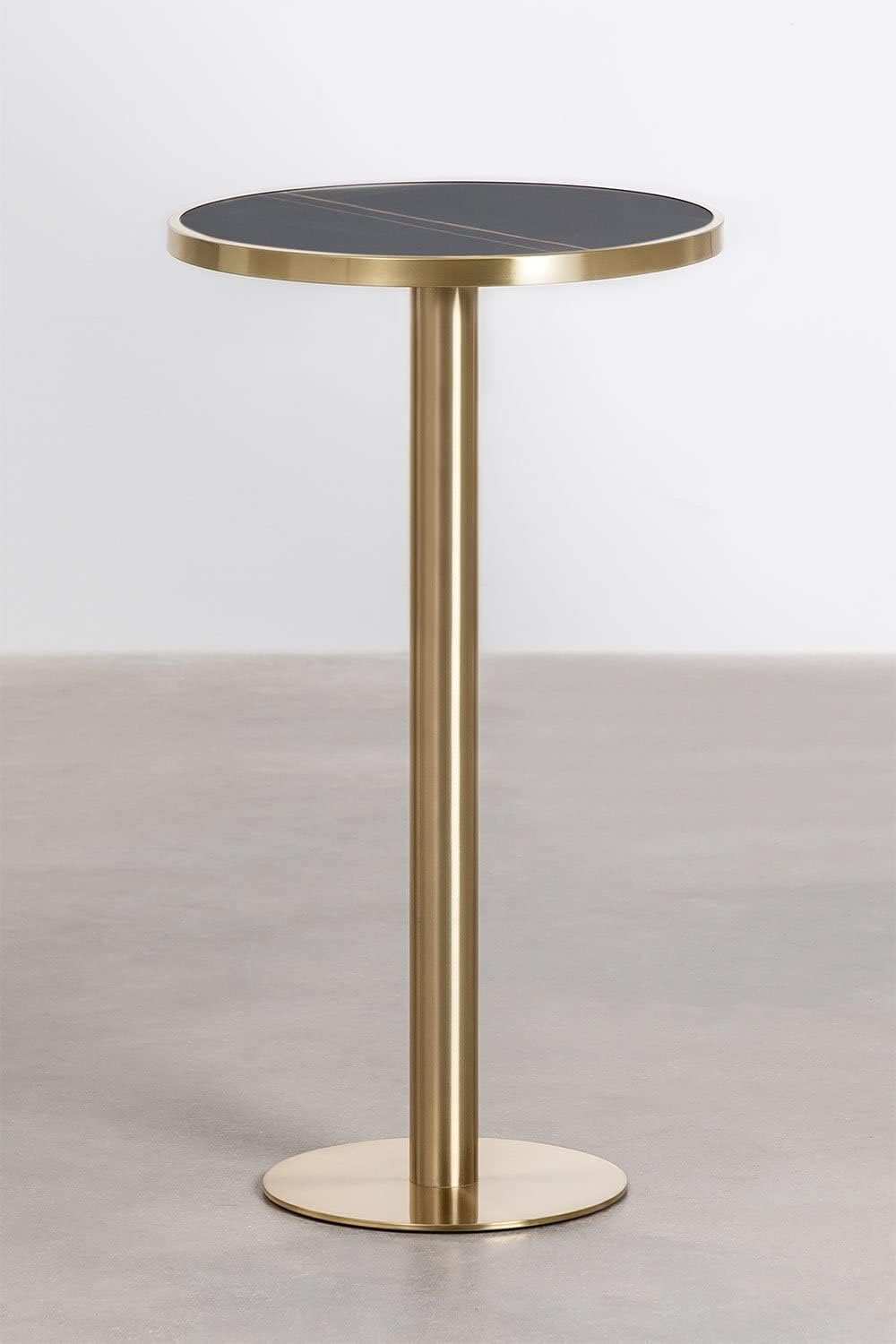 SKLUM Runder Stehtisch aus Steinzeug (Ø60 cm) Manhattan Schwarz Gold Champagne Sch. Gold Champagne,