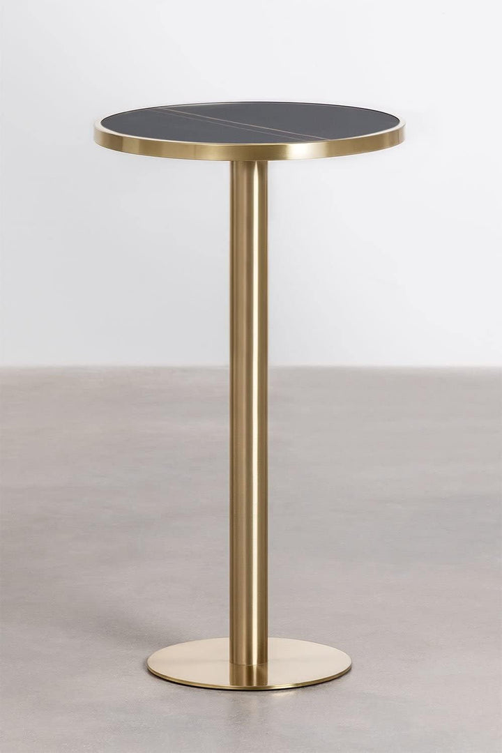 SKLUM Runder Stehtisch aus Steinzeug (Ø60 cm) Manhattan Schwarz Gold Champagne Sch. Gold Champagne,