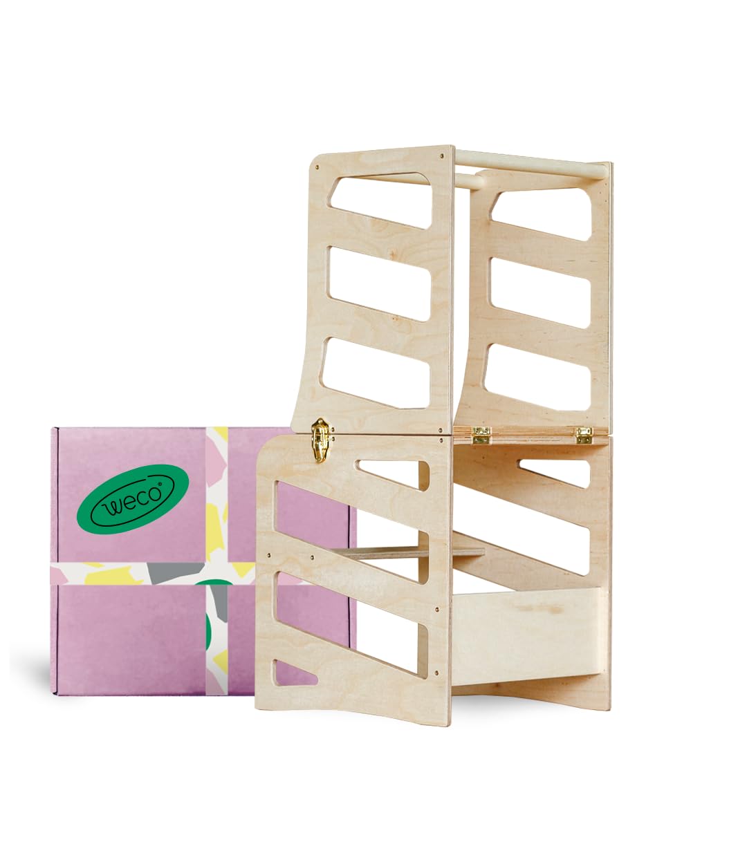 Kinder Lernturm 2 in 1 weisser Tritthocker Learning Tower Schreibtisch Montessori Möbel Küchenhelfer
