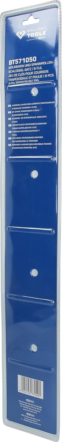 BRILLIANT TOOLS BT571050 Keilriemen und Spannrollen-Schlüssel-Satz, 8-tlg [Powered by KS TOOLS] 8-tl