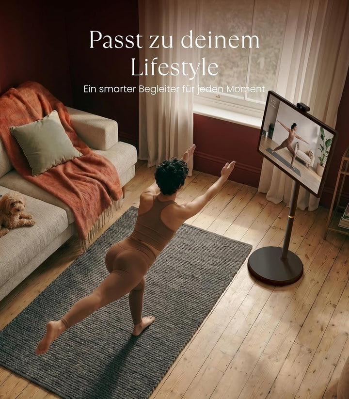 cozyla 32 Zoll Smart Portable TV mit integriertem Akku und Rollen Reinschwarz, Reinschwarz