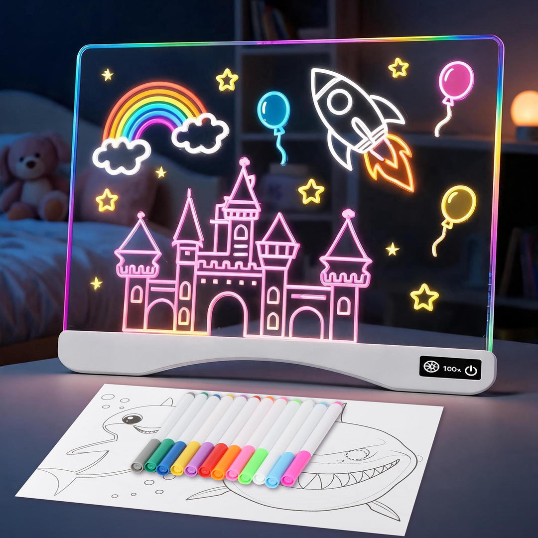 hzuisst LED Zeichenbrett 16 Inch, Wiederaufladbar &amp; 9 Lichtmodi, Weiss