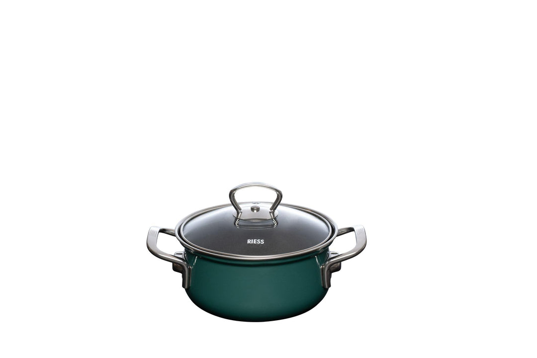 Riess, 657-007, Kasserolle mit Glasdeckel ø20cm, Teal, Emaille, Vol. (rec.): 2,0 Liter, Made in Öste