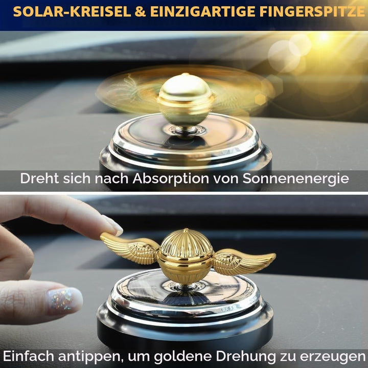 Solarenergie-Auto-goldenes Fidget-Spinner-Spielzeug, Auto-Lufterfrischer mit Sonnenschein zum Stress
