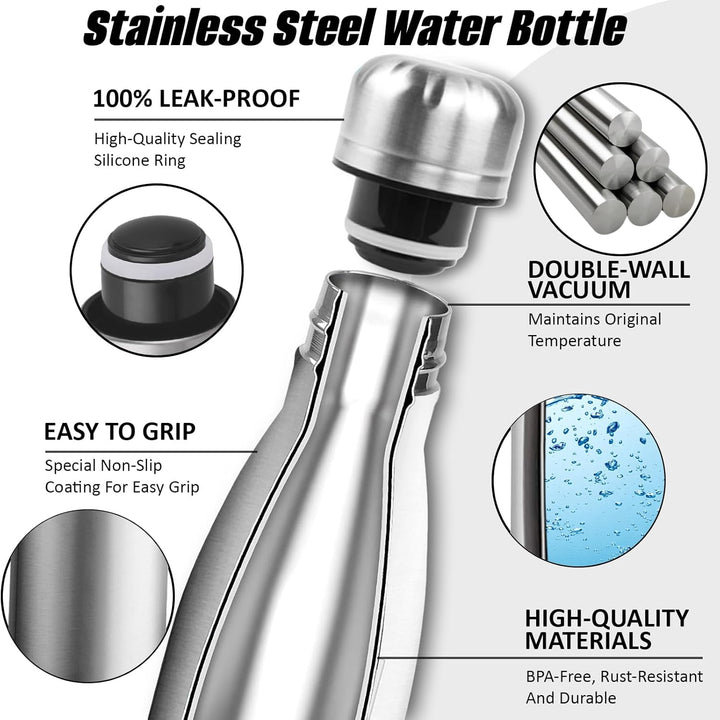 Thermosflasche- 0.75 liter- Trinkflasche Edelstahl, Trinkflasche Auslaufsicher, 24h Kalt & 12h Warm,
