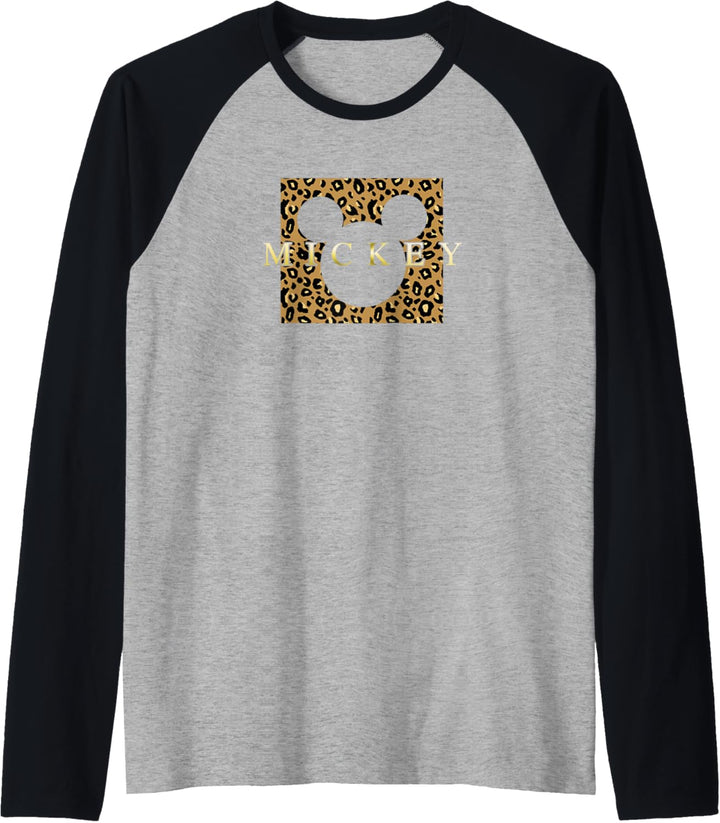 Disney Mickey Mouse Gold Cheetah Print Box Raglan