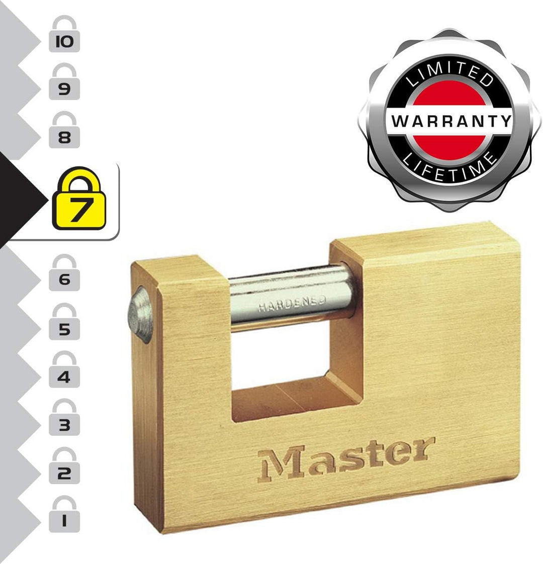 MASTER LOCK 607EURD Vorhängeschloss 76mm Vollmessing (Rechteckiges Gehäuse) 7,5 x 7,6 x 1,5 cm, 7,5