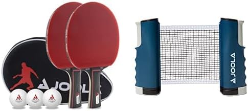 JOOLA Tischtennis Set Duo PRO 2 Tischtennisschläger + 3 Tischtennisbälle + Tischtennishülle, rot/sch
