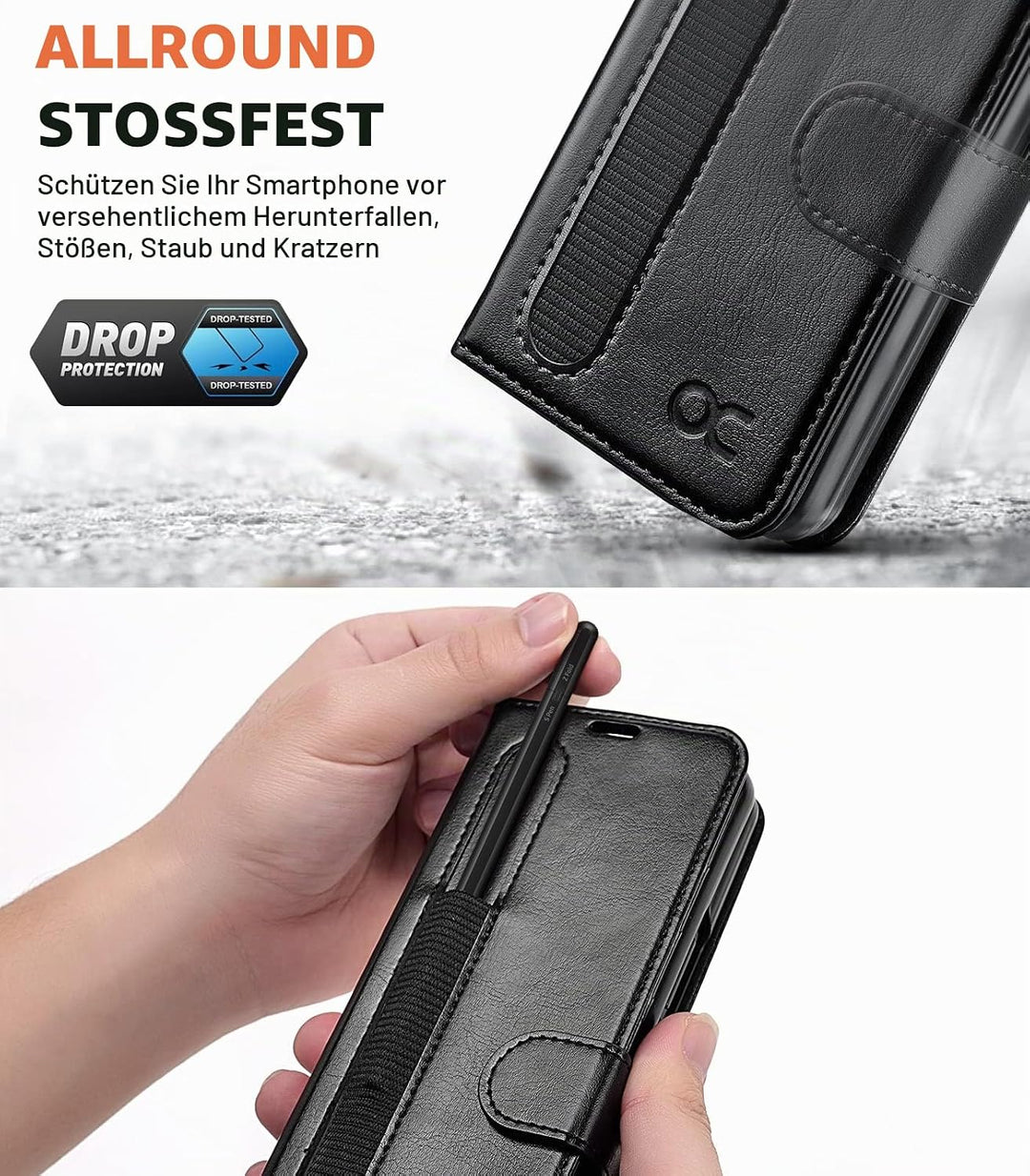 OCASE Hülle Samsung Galaxy Z Fold 3 5G Handyhülle mit S Pen Halter [Premium PU Leder] [Kartenfach] C