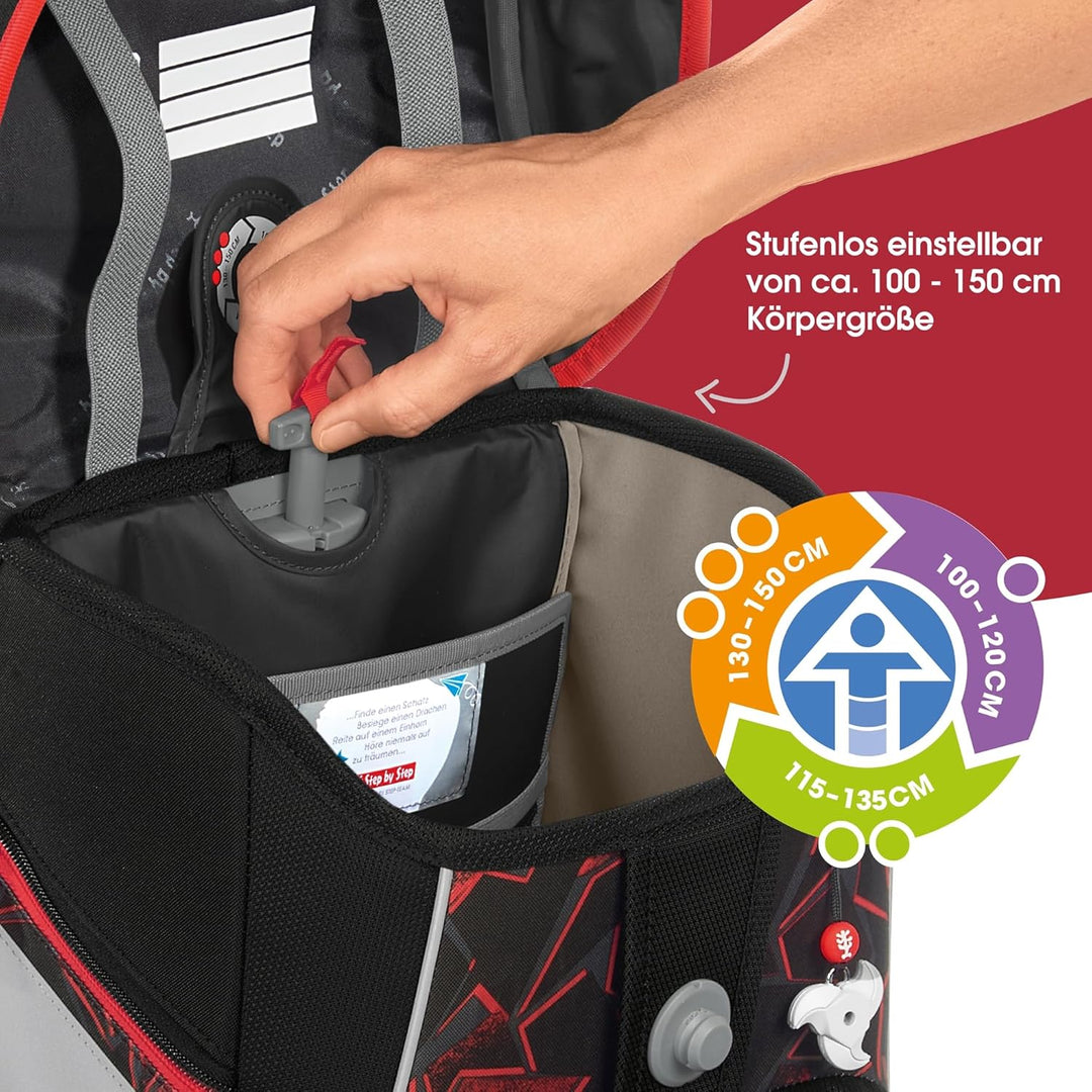 Step by Step Schulranzen-Set Space, Ninja Yuma, 5-teilig, schwarz-rot, Ninja-Design, ergonomischer T
