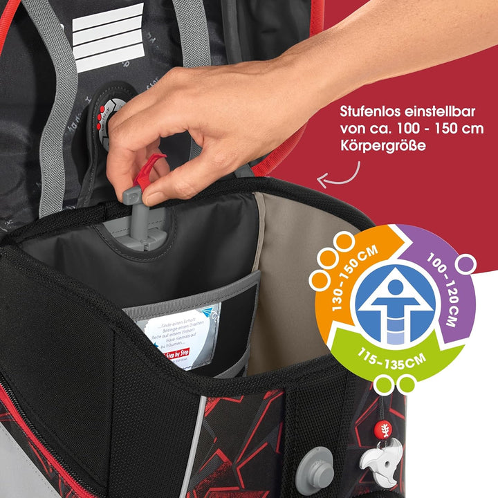 Step by Step Schulranzen-Set Space, Ninja Yuma, 5-teilig, schwarz-rot, Ninja-Design, ergonomischer T